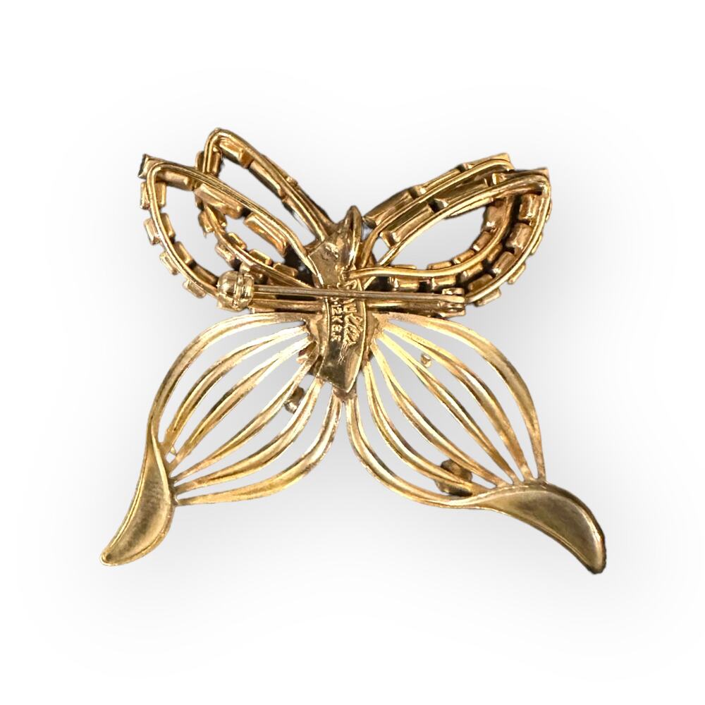 Phyllis Vintage Butterfly Rhinestone Pendant Pin Brooch - Picture 2 of 4